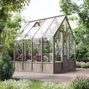 Freistehendes Gewächshaus aus Holz, 5,4 m², mit Sicherheitsglas und Fenstern